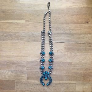 Vintage Turquoise Squash Blossom Necklace